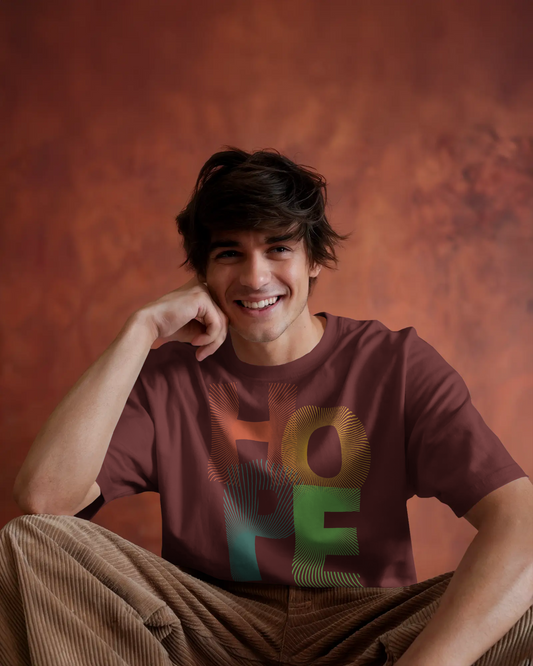 Earthy Tones, Uplifting Vibes – “HOPE” Graphic oversized Tee